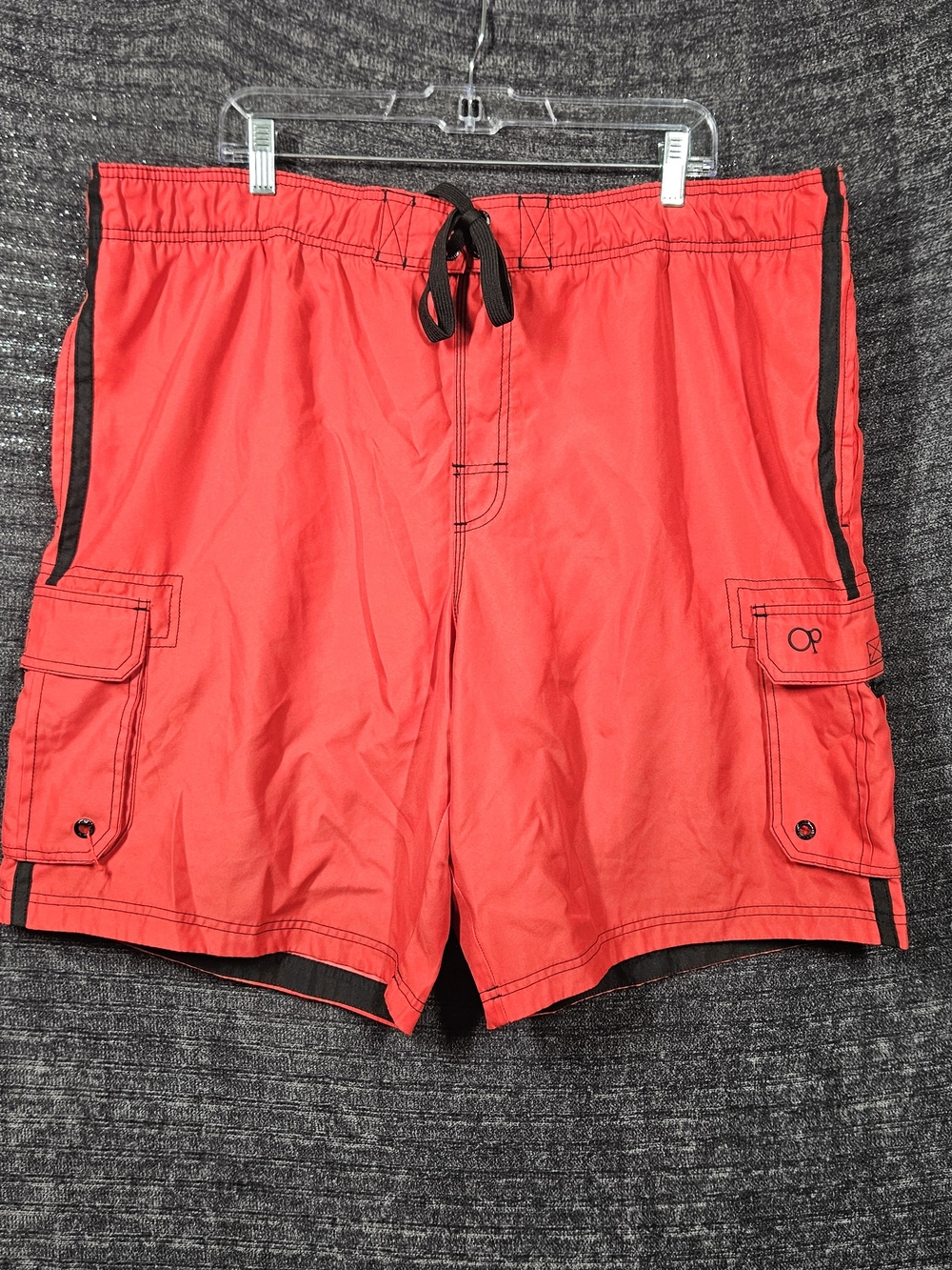 OP Ocean Pacific Swim Trunks Mens Size 2XL XXL Red and Black 44-46  waist